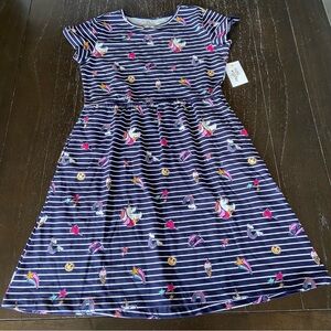 Stitch Fix Kids Rumi + Ryder Girls Navy Striped Emoji Dress Large‎ 12/14 NWT